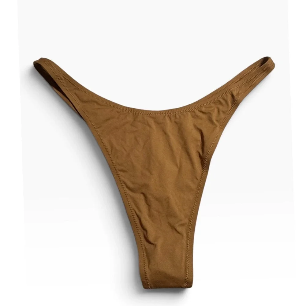 SKIMS Recycled Swim Micro Tanga Bikini Bottom Almond Brown 4X  NEW